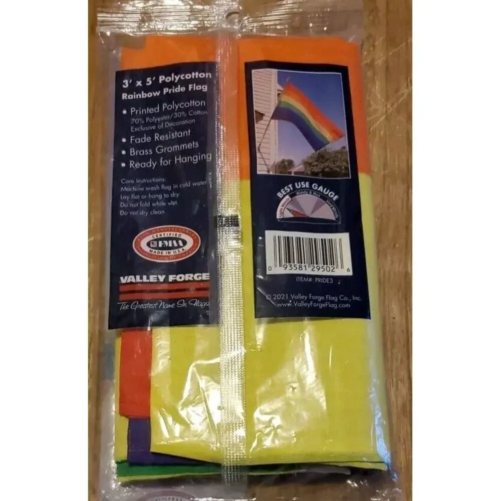 3x5ft Printed Polycotton Valley Forge Pride Rainbow Flag,‎ Grommeted